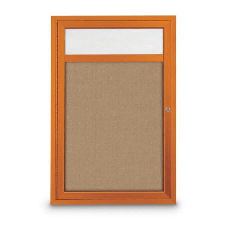 United Visual Products Slim Enclosed Corkboard, 30"x30", Gold Alum Frame/Forbo UVEB3030-GOLD-FORBO